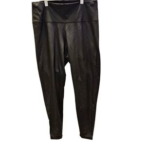 Black Vegan Leather-Look High Waisted Leggings 3XL 37x28 Bikercore Goth #422